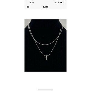 Vintage Sterling Silver Cross Pendant Necklace Double Strand Dyadema Italy